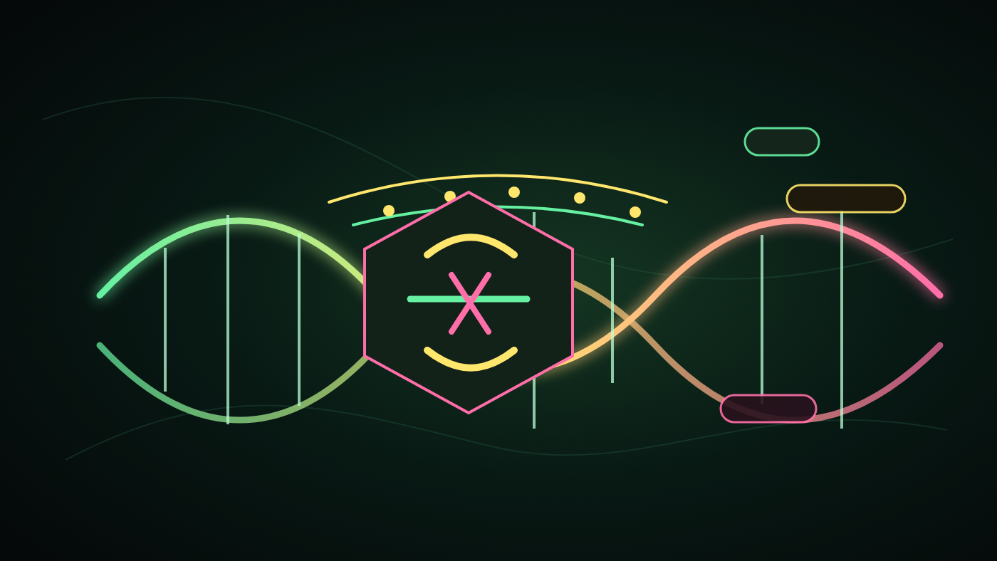 Abstract CRISPR guide RNA aligning Cas9 cutting geometry with a DNA strand